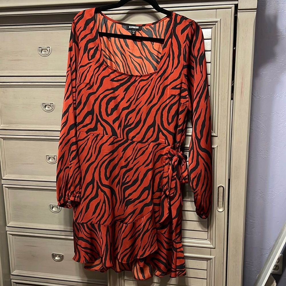 Express- burnt orange satin dress